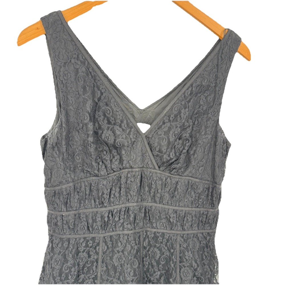 Adrianna Papell Vintage Black Lace V Neck‎ Sleeveless Cocktail Dress 8 Babydoll